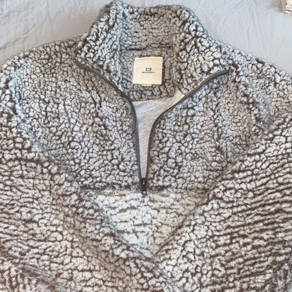 Thread and Supply Faux Shearling Quarter Zip Pullover